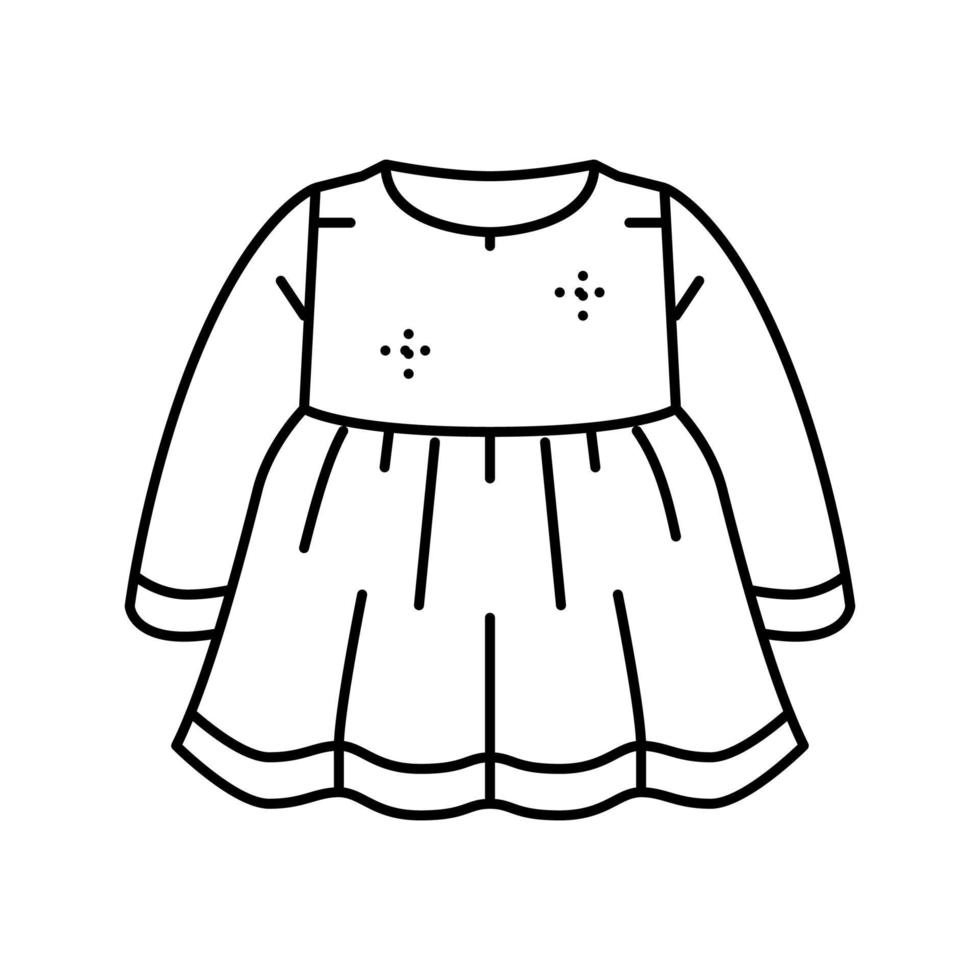 vestito ragazza bambino stoffa linea icona vettore illustrazione