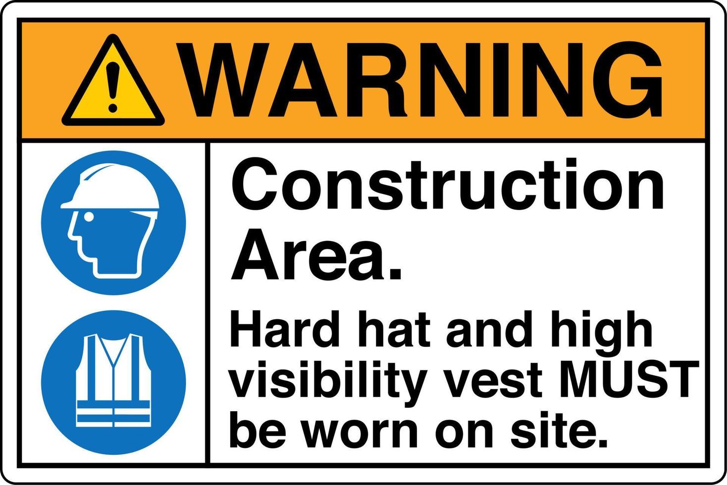 sicurezza cartello marcatura etichetta simbolo pittogramma standard avvertimento costruzione la zona difficile cappello e alto visibilità veste dovere essere logoro su luogo vettore