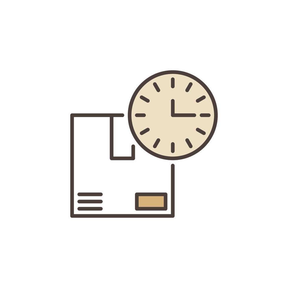 orologio con cartone scatola vettore concetto colorato icona o simbolo