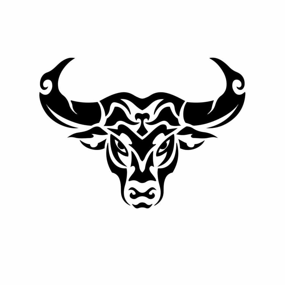 tribale Toro testa logo. tatuaggio design. animale stampino vettore illustrazione