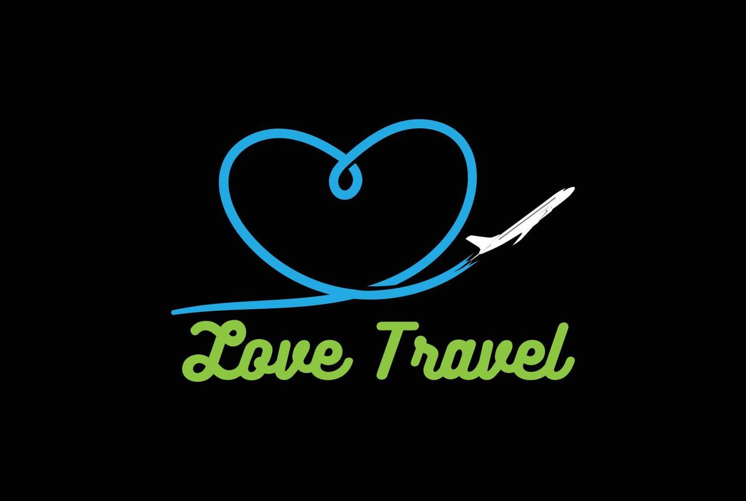 amore cuore linea con aereo o aereo aereo per viaggio logo icona illustrazione vettore