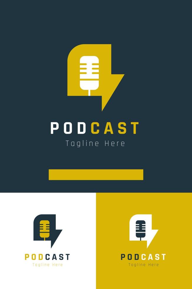 impostato di Podcast microfono logo vettore design modello con diverso colore stili