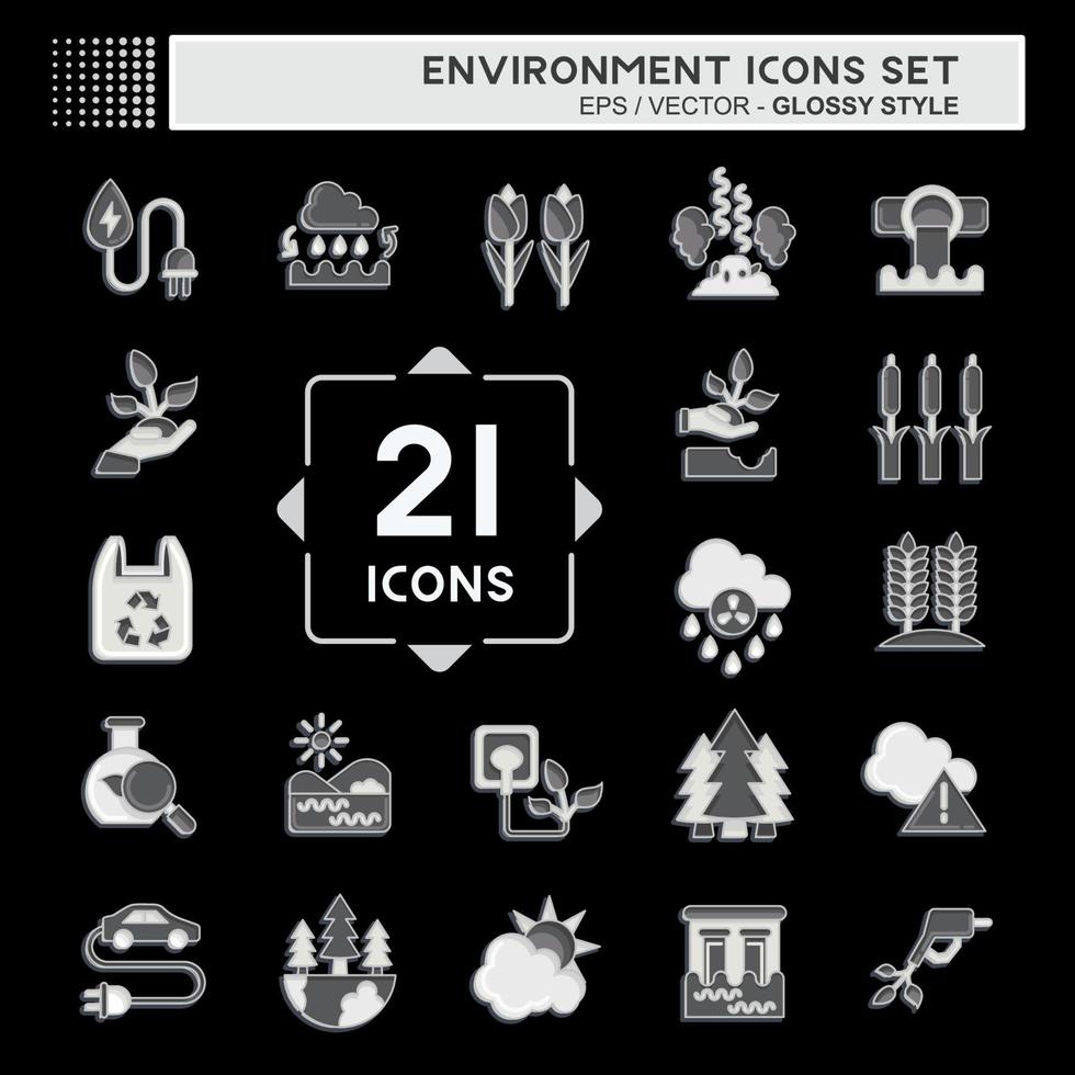 icona impostato ambiente. relazionato per ambiente simbolo. lucido stile. semplice illustrazione. conservazione. terra. pulito vettore