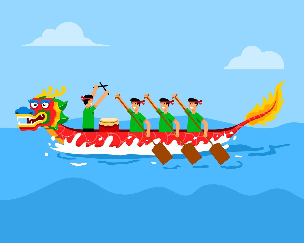 sulla gara di dragon boat del fuoco vettore