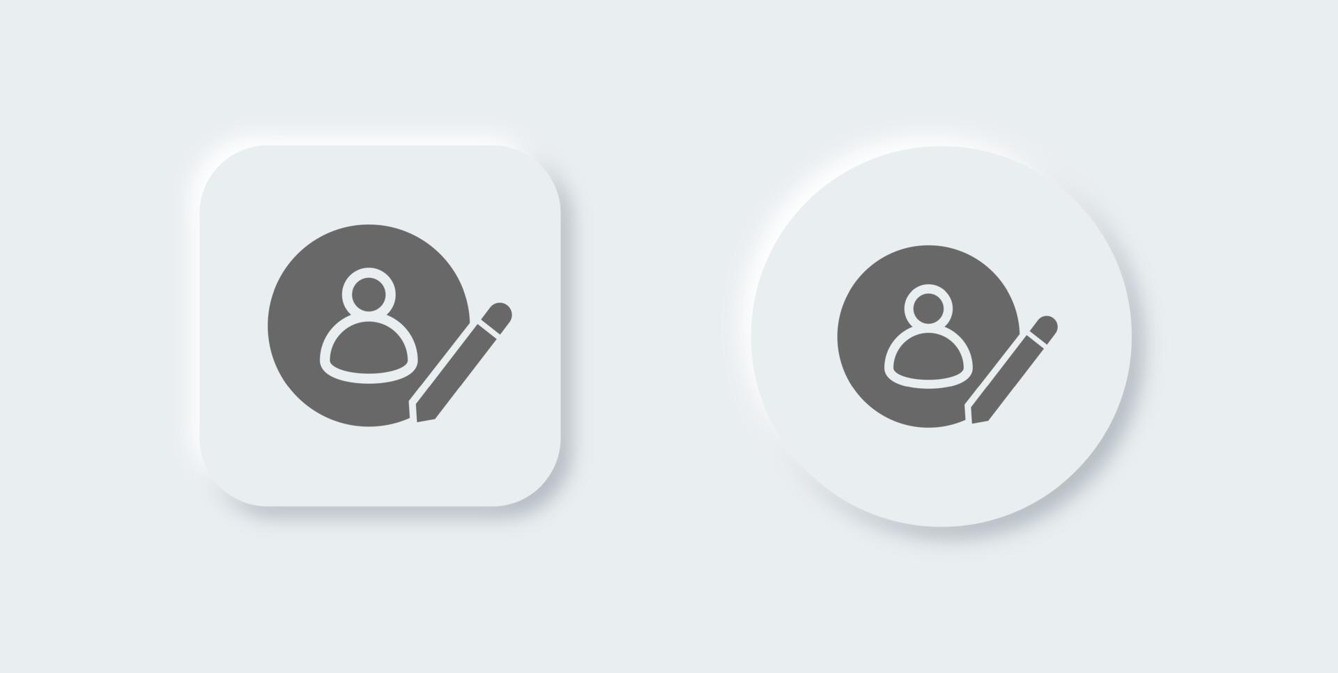 Registrati solido icona nel neomorfo design stile. utente segni vettore illustrazione.