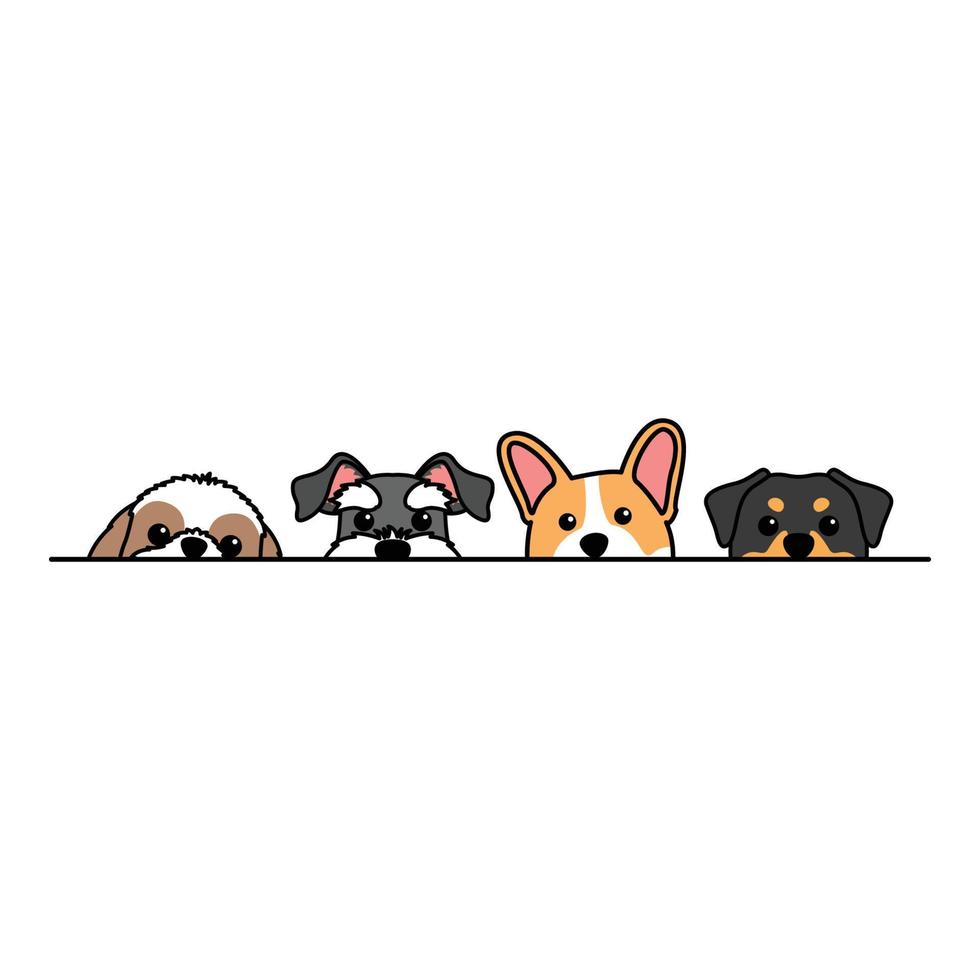 carino cani sbirciando cartone animato, vettore illustrazione