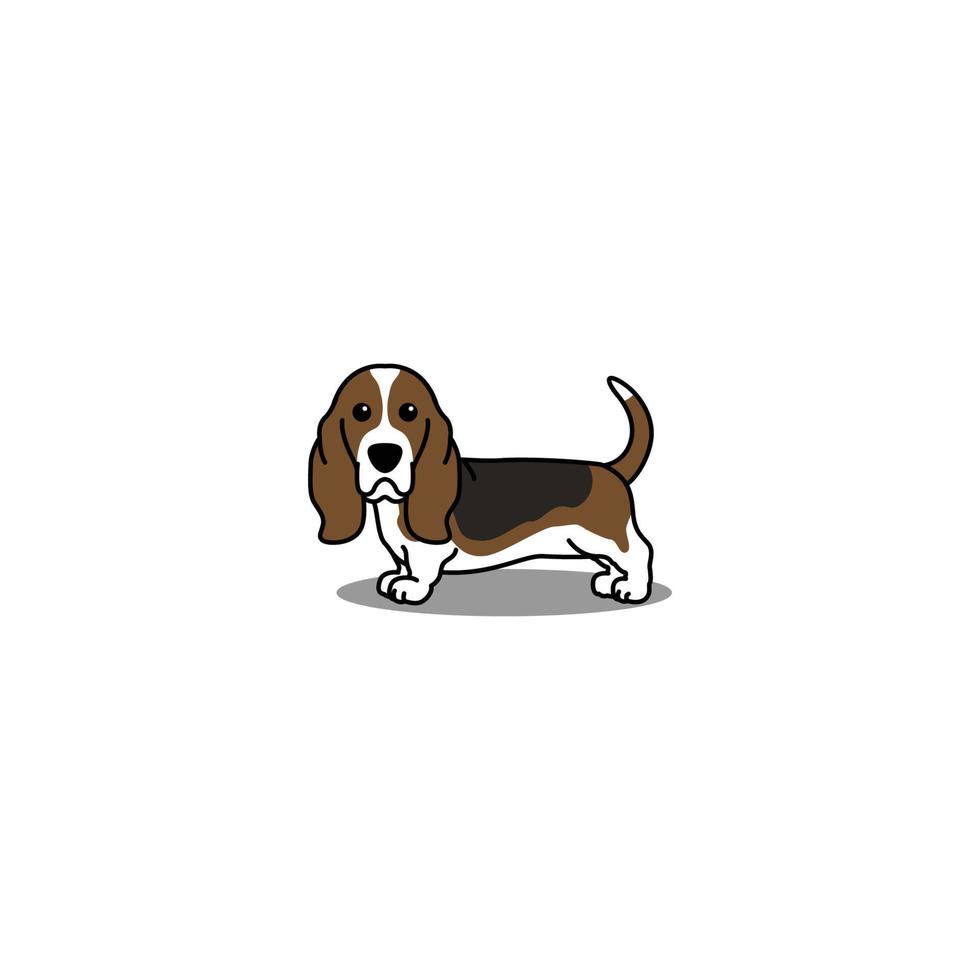 carino bassetto cane da caccia cane cartone animato, vettore illustrazione