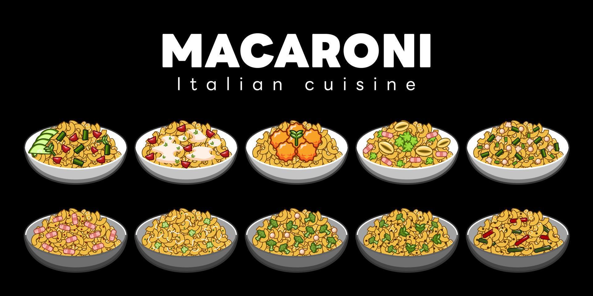 maccheroni vettore impostato collezione grafico clipart design