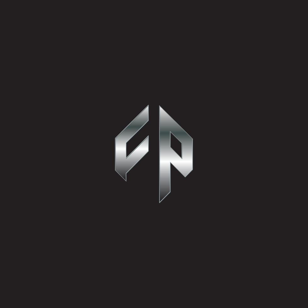 fp logo, metallo logo, argento logo, monogramma, nero sfondo vettore