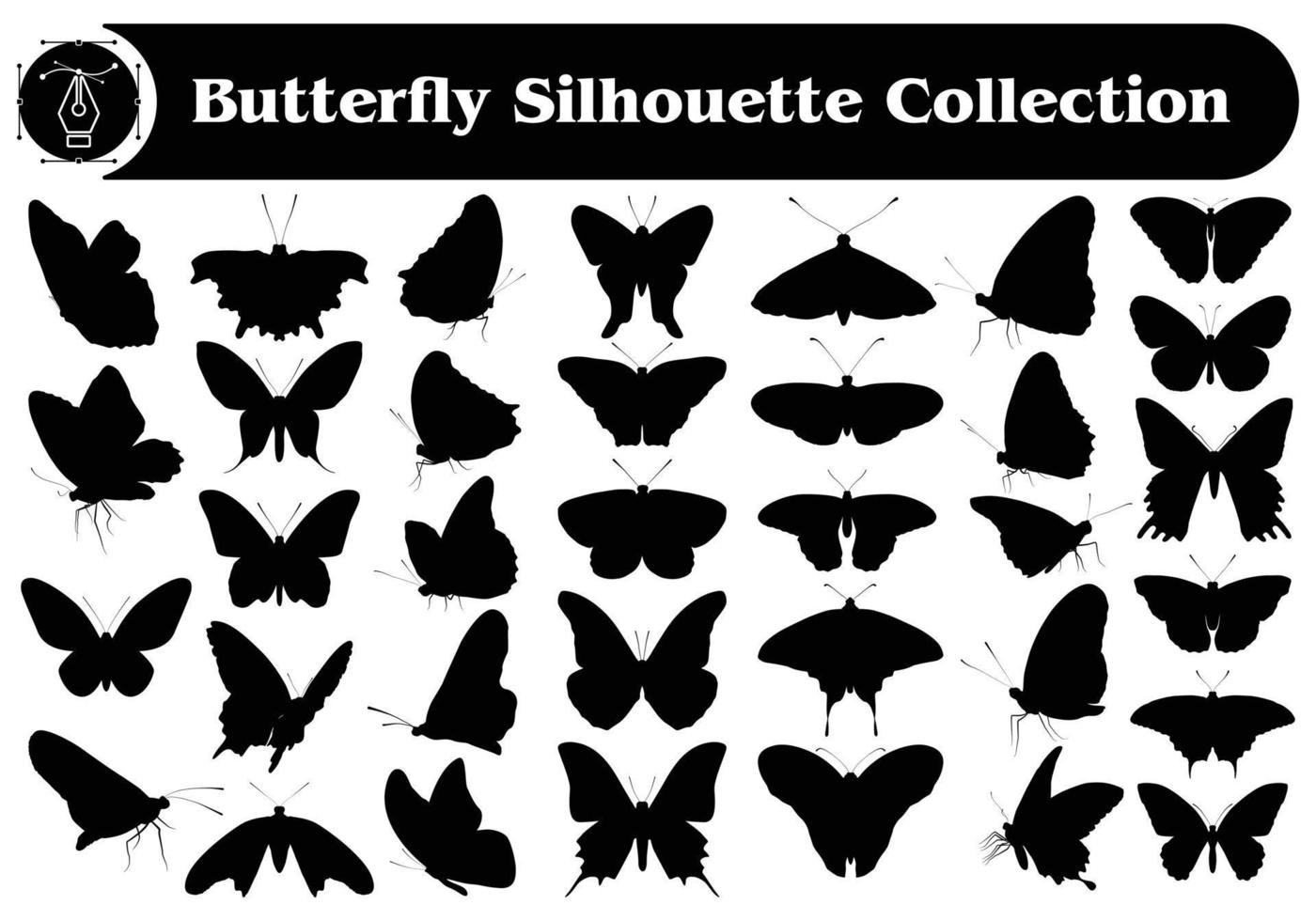 diverso tipi di farfalla sagome collezione vettore