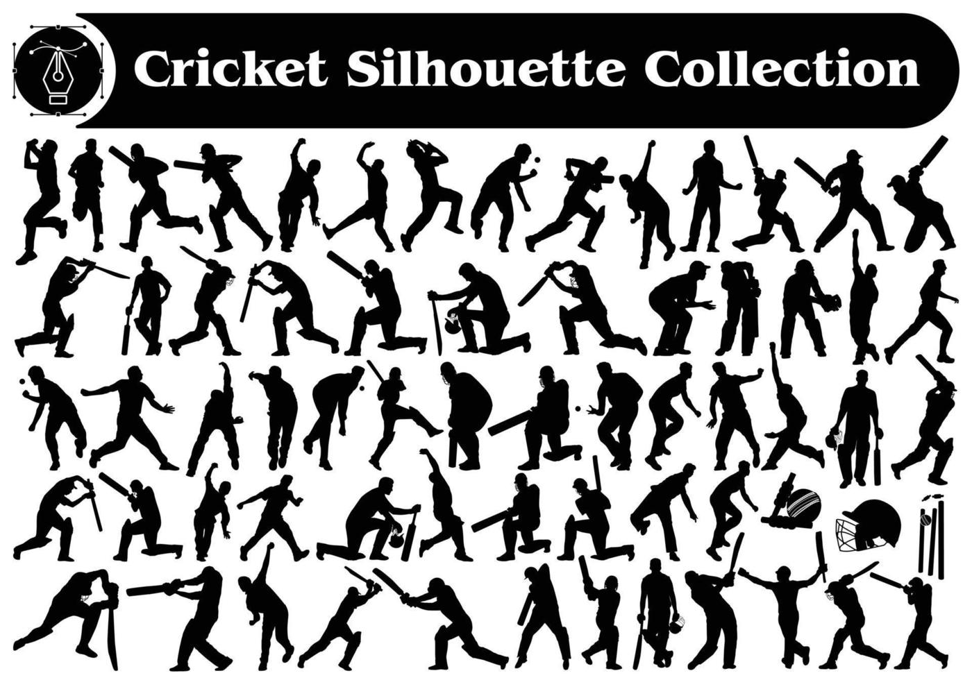 cricket giocatore scommesse e soffiaggio silhouette vettore