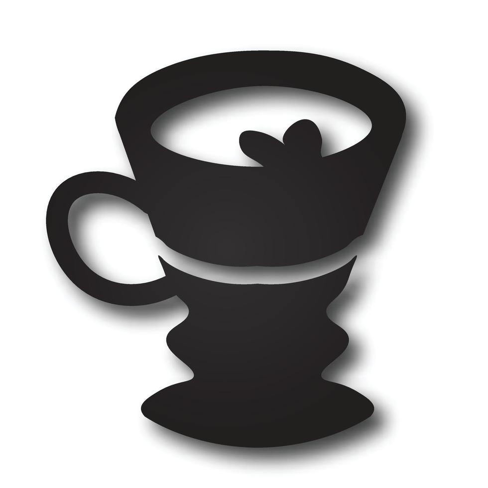 silhouette di tazza di tè con ombra vettore