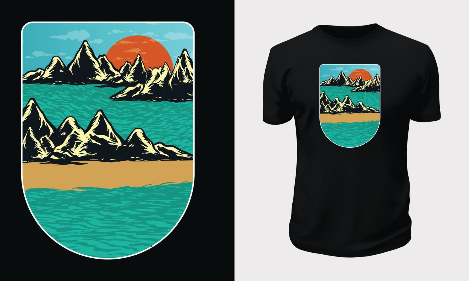 design t-shirt da montagna vettore