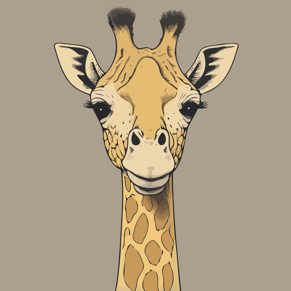 carino giraffa mammifero animale testa vettore