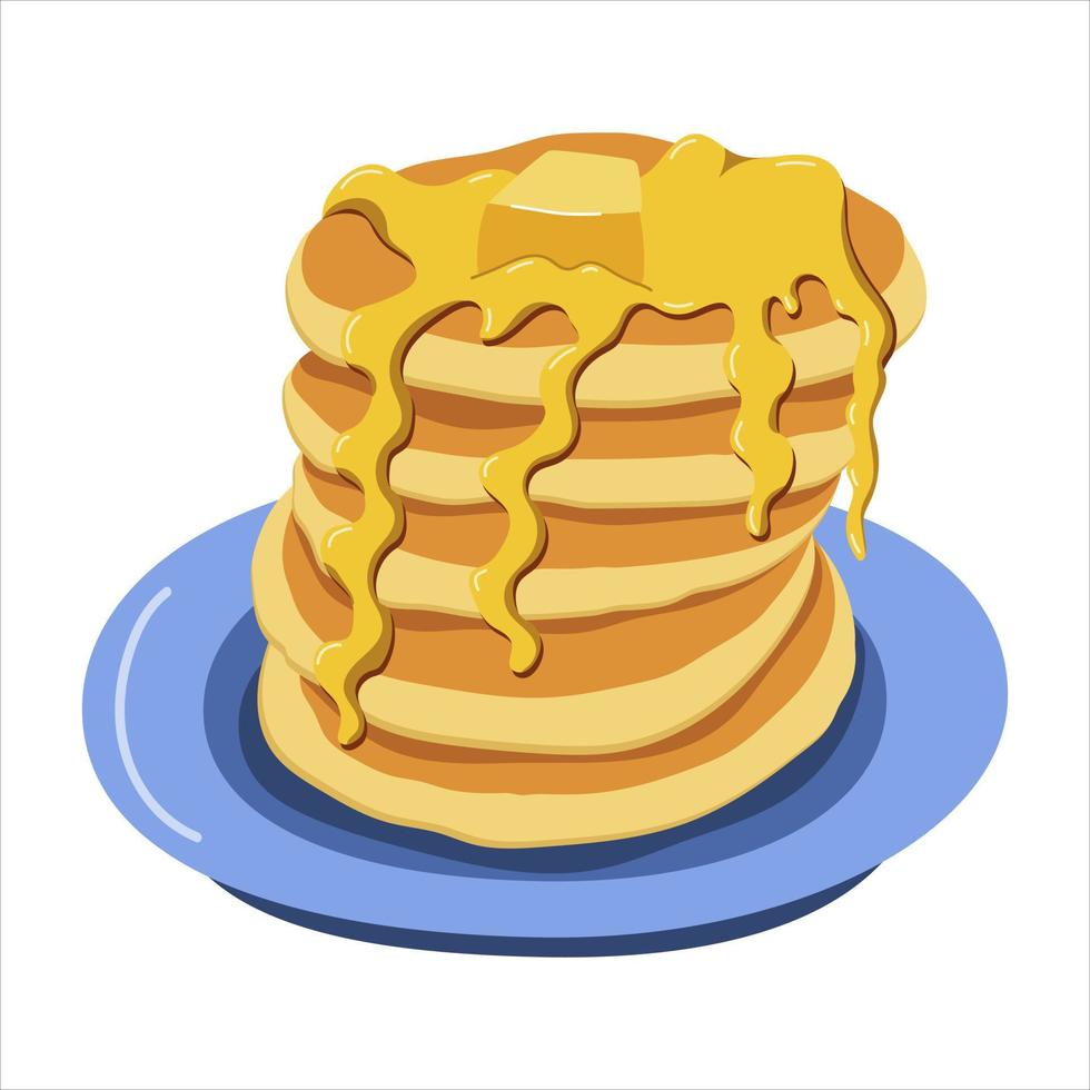 Pancakes su un' piatto. vettore illustrazione su un' bianca sfondo.