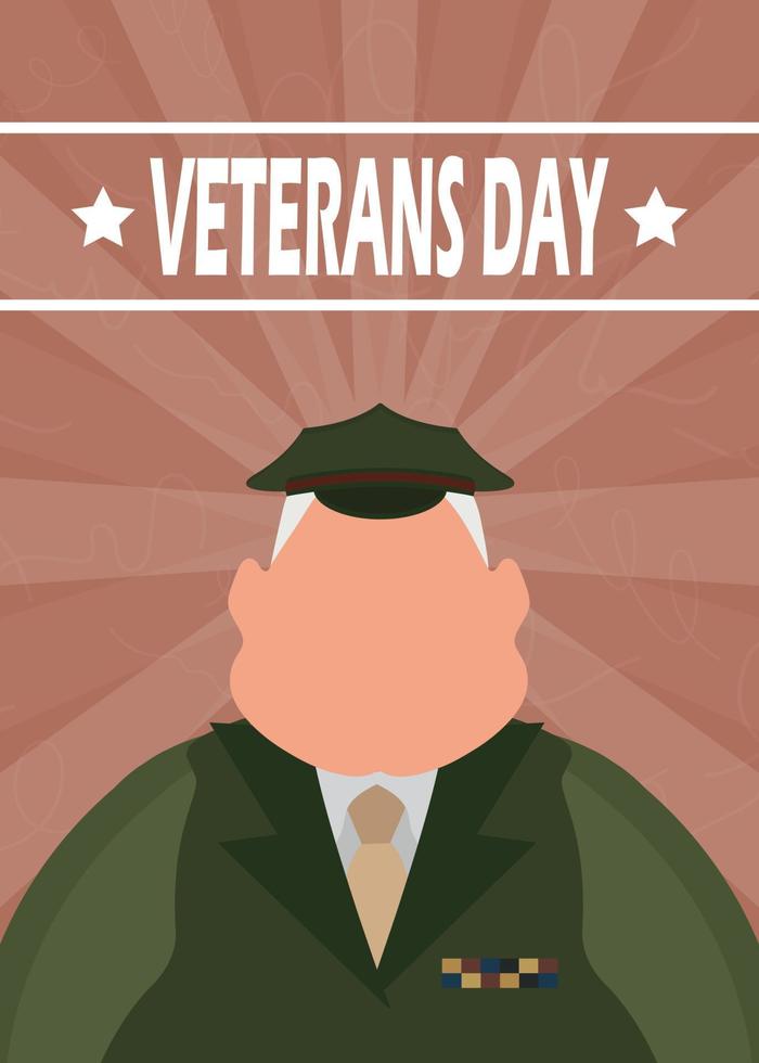 veterani giorno striscione. veterano nel militare uniforme. vettore illustrazione.