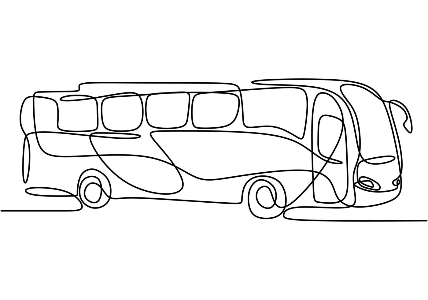 singola linea continua di scuolabus. regolarmente utilizzato per il trasporto degli studenti. torna al concetto di scuola isolato su sfondo bianco. stile minimalista. illustrazione di disegno vettoriale