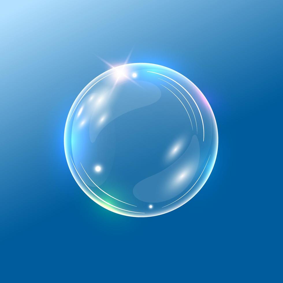 arcobaleno lucido sapone bolla. realistico trasparente 3d vettore sfera.