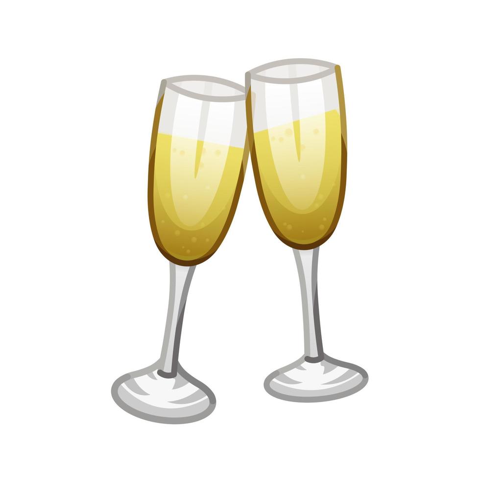 tintinnante Champagne bicchieri grande dimensione icona di emoji cocktail vettore