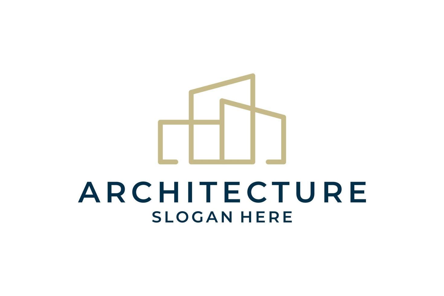 edificio architettura logo design nel linea arte stile vettore