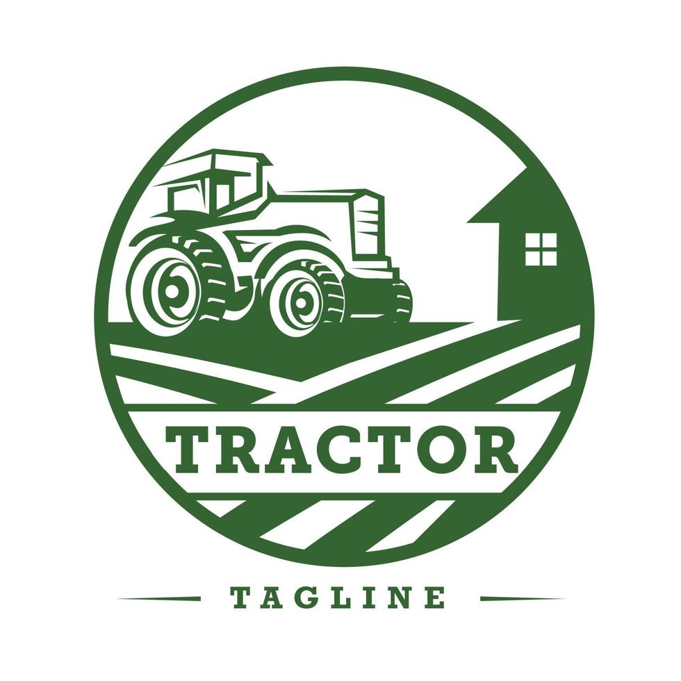 illustrazione di trattore nel un' ranch logo modello. pronto fatto logo con bianca isolato sfondo. vettore