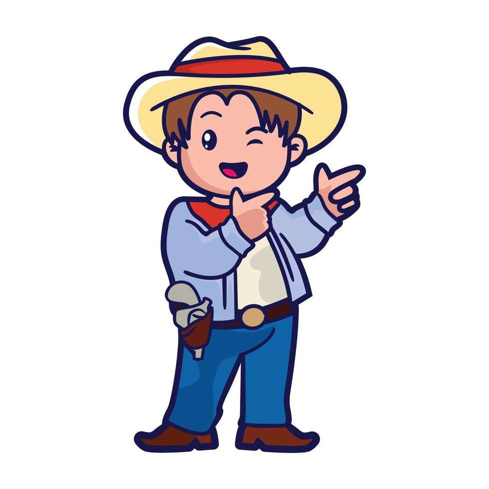 carino ragazzo nel cowboy costume, vettore cartone animato illustrazione