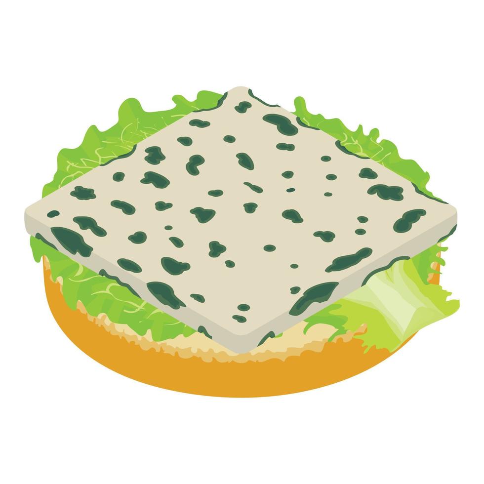 dorblue Sandwich icona isometrico vettore. Sandwich con dorblu formaggio e lattuga vettore
