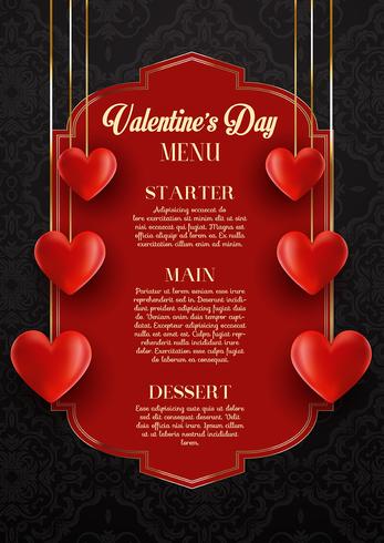 Disegno del menu di San Valentino vettore