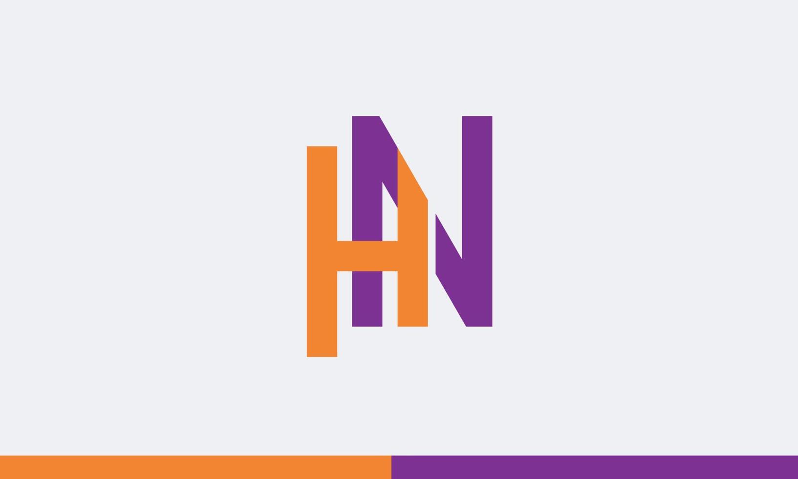 alfabeto lettere iniziali monogramma logo hn, nh, h e n vettore