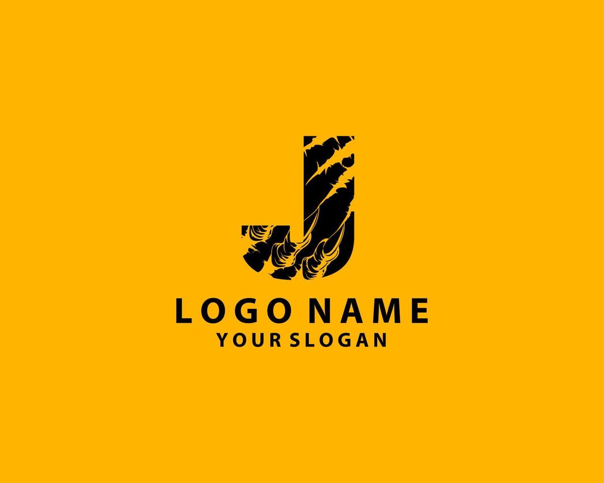 iniziale lettera j con artiglio graffiare logo design vettore