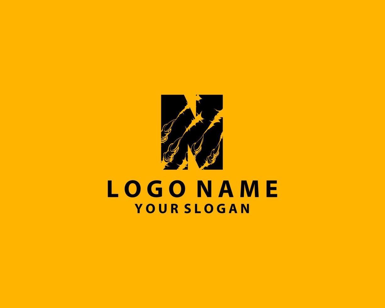 iniziale lettera n con artiglio graffiare logo design vettore