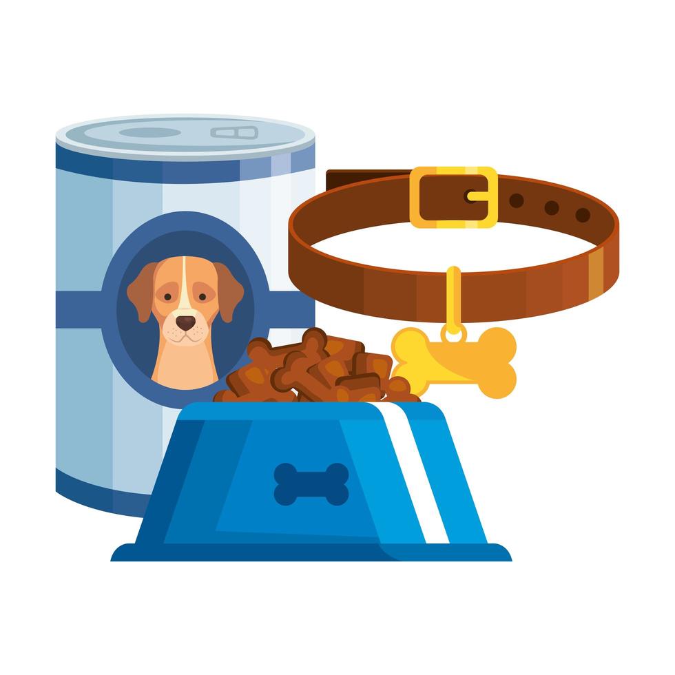 alimenti per cane con icona isolata collare vettore