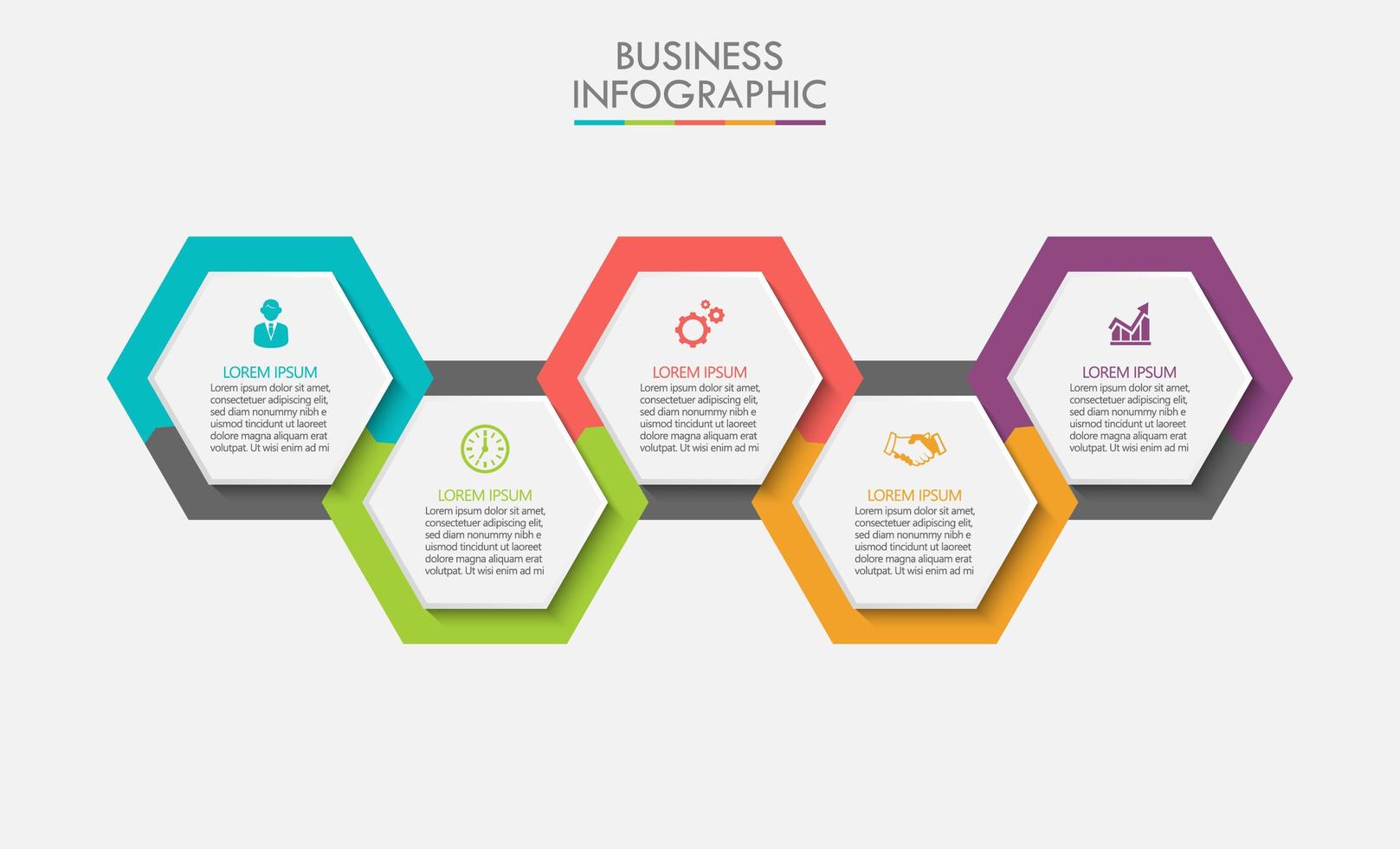 modello di business moderno forma esagonale infografica vettore