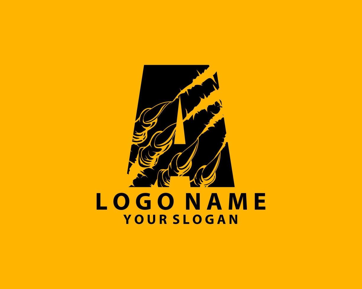 iniziale lettera un' con artiglio graffiare logo design vettore