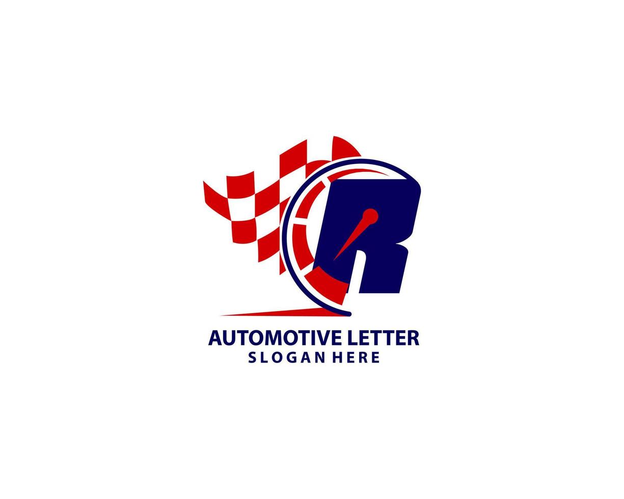 tachimetro logo lettera r. velocità logo, con vettore illustrazione