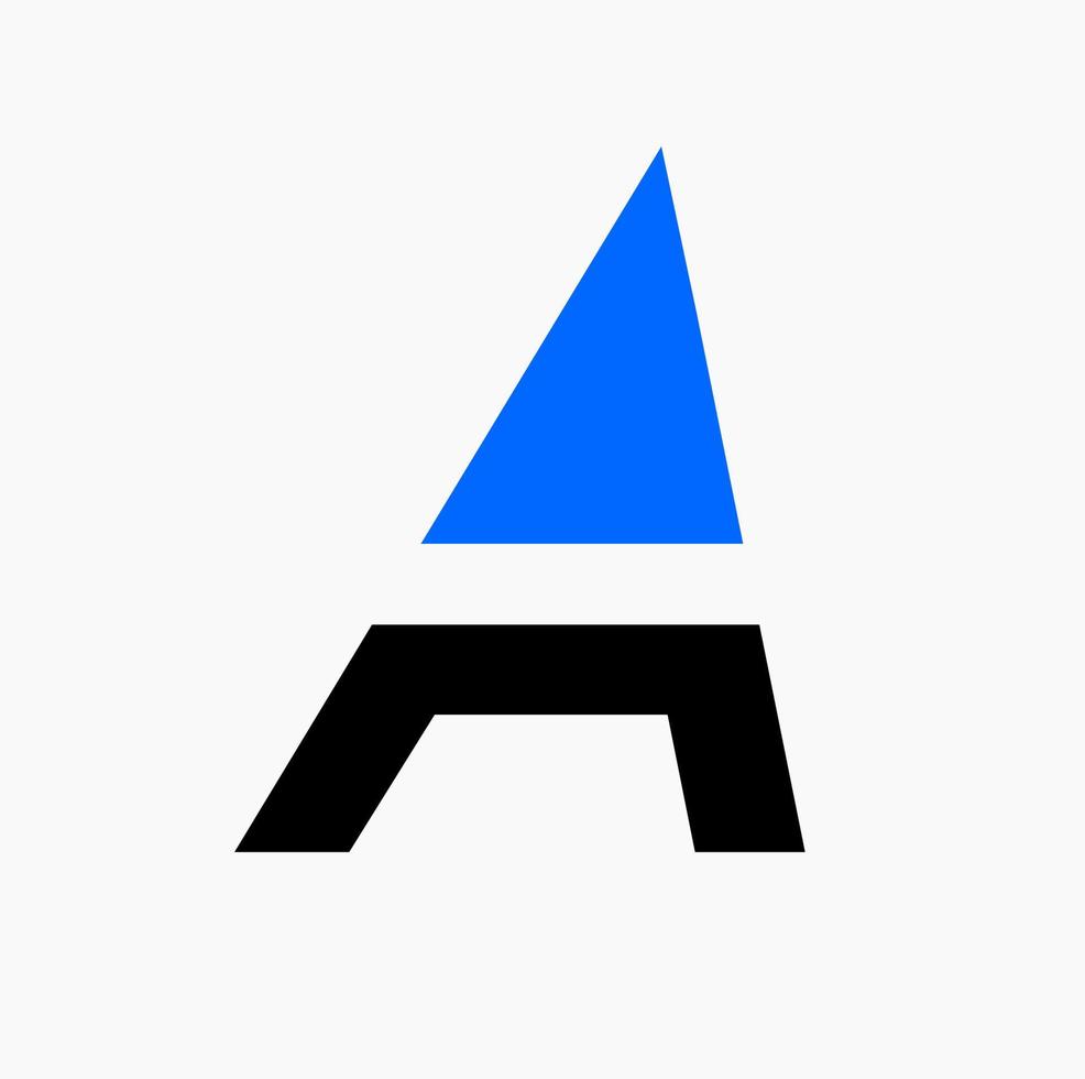 un' lettera più in crescita freccia. lettera un' azienda logo. blu e nero un' lettera. vettore