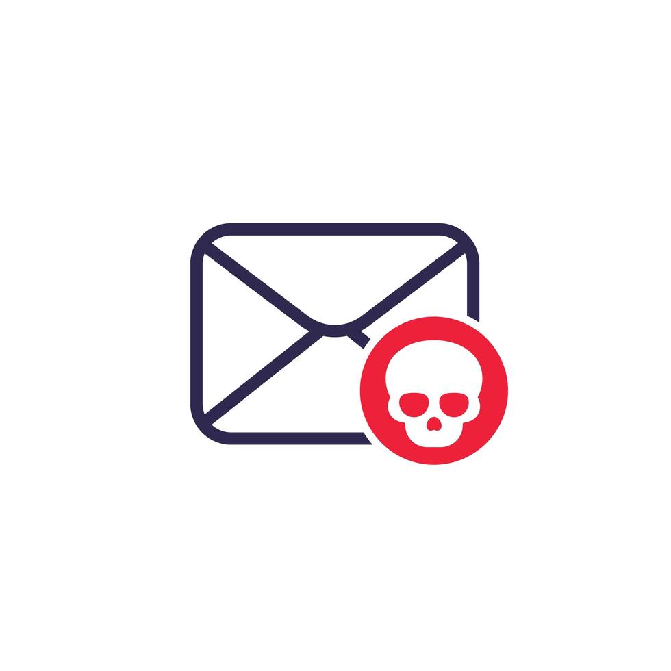 e-mail con virus, malware o icona di phishing vettore