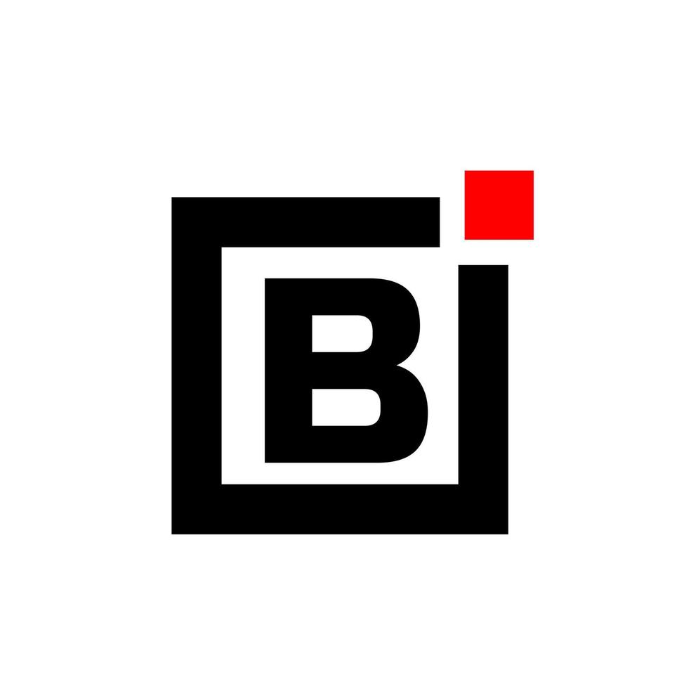 B lettera monogramma. B con rosso punto logo. vettore