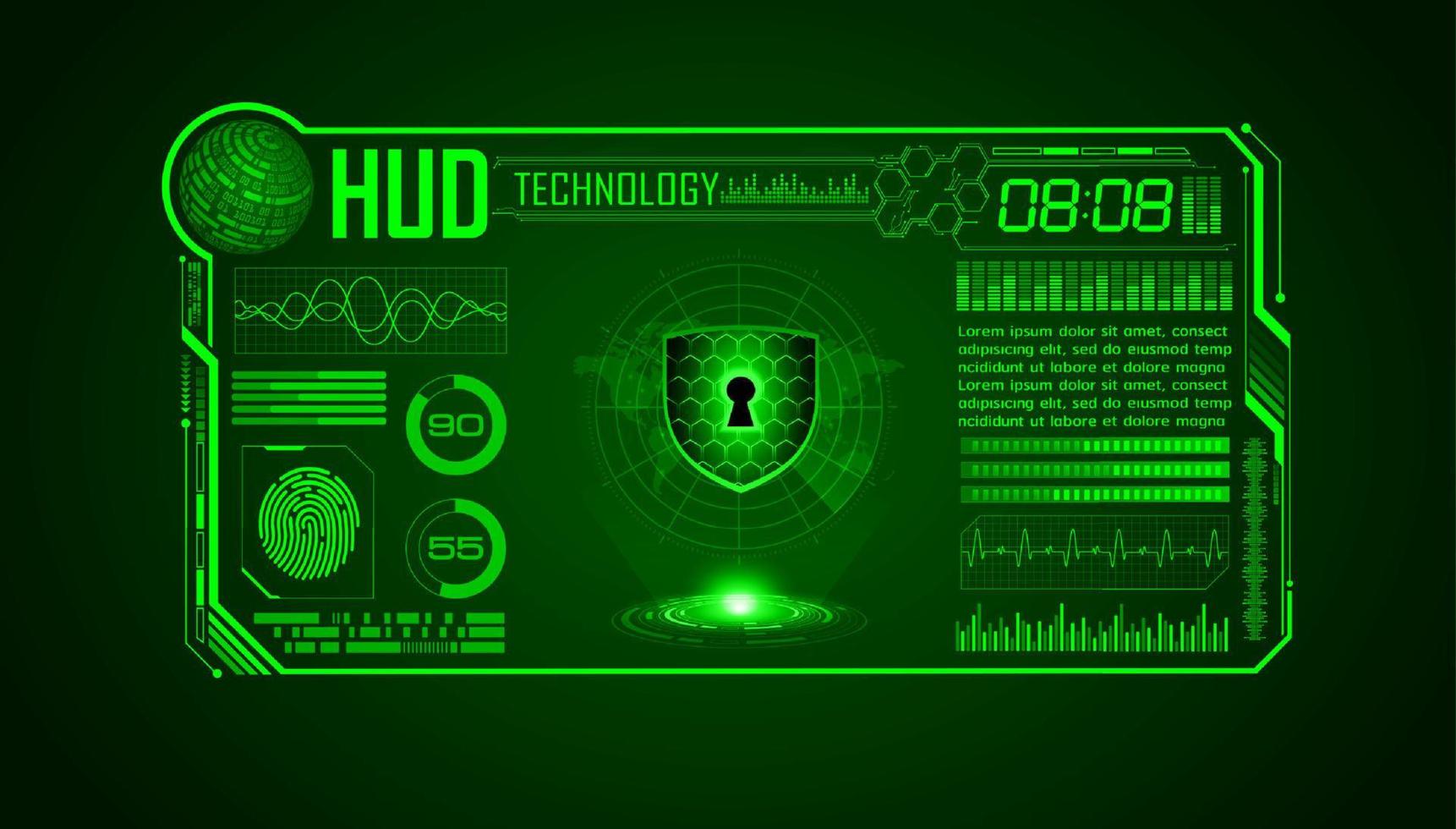 moderno hud tecnologia schermo sfondo con lucchetto vettore