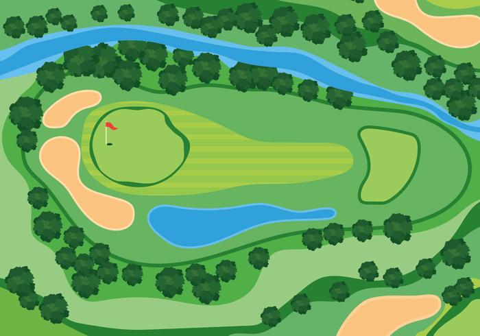 Illustrazione del campo da golf di vista sopraelevata vettore