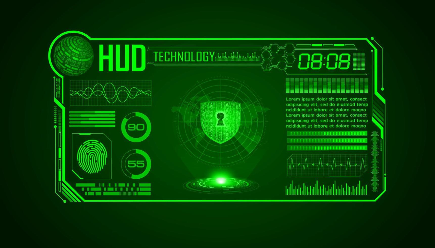 moderno hud tecnologia schermo sfondo con lucchetto vettore