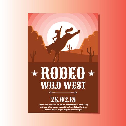 Wild West con modelli di volantino Rodeo Show Cowboy vettore