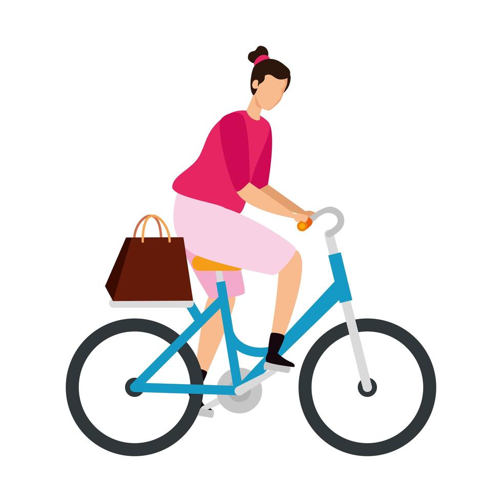 bella donna nel personaggio avatar bici vettore