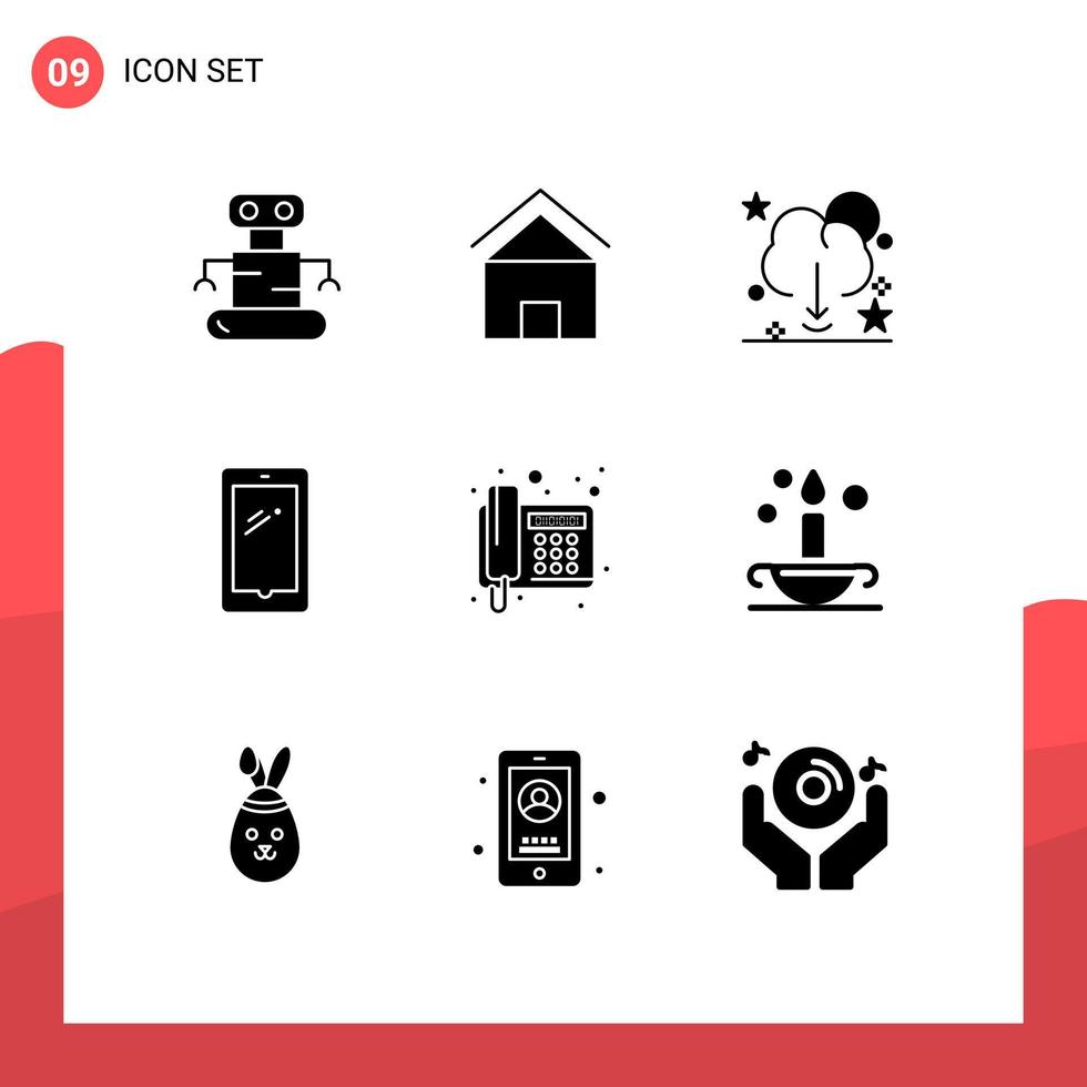 utente interfaccia imballare di 9 di base solido glifi di i phone mobile nube inteligente Telefono server modificabile vettore design elementi