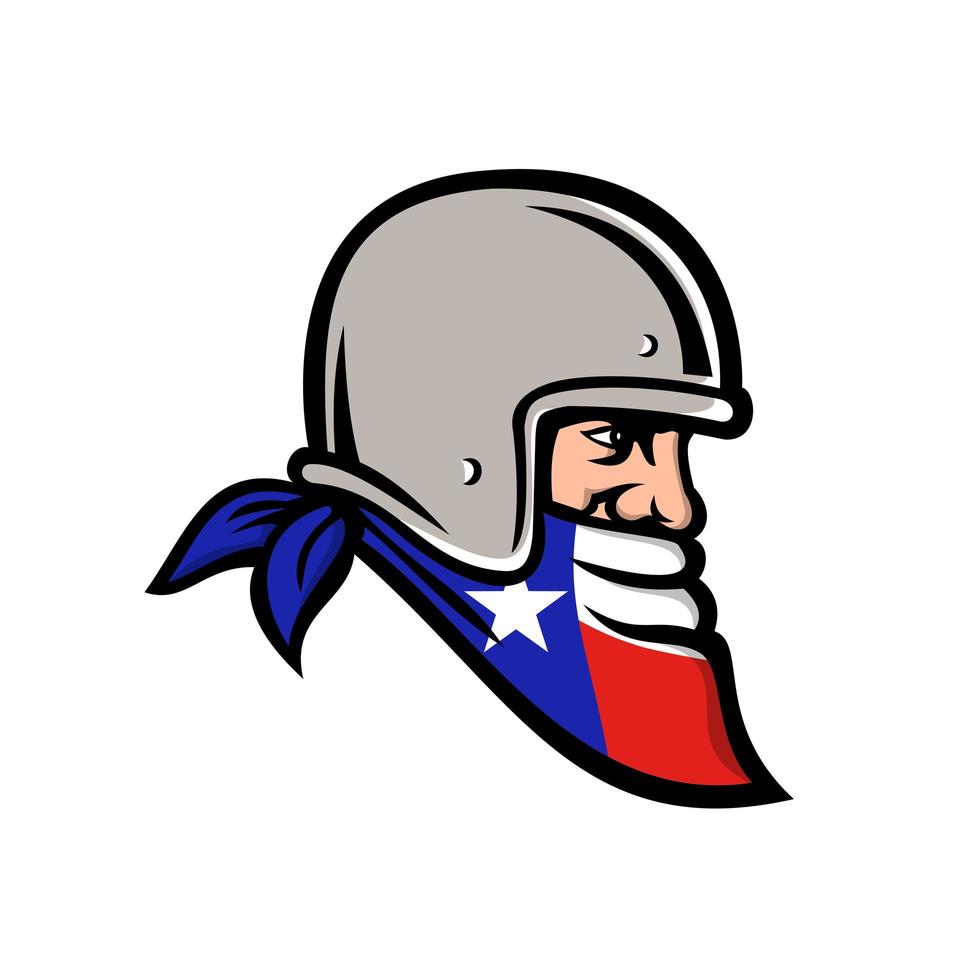 bandito texano che indossa bandana mascotte della bandiera del texas vettore