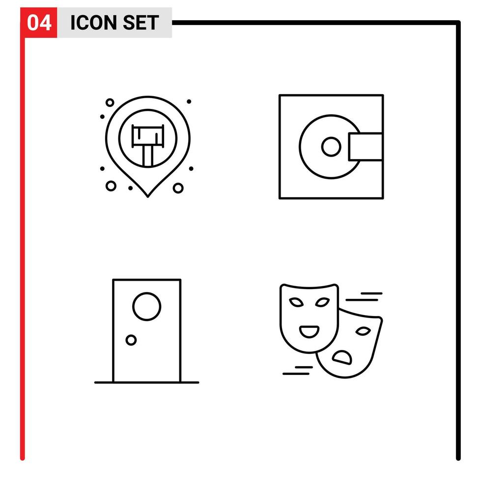 4 creativo icone moderno segni e simboli di Posizione porta carta geografica perno minidisco esterno modificabile vettore design elementi