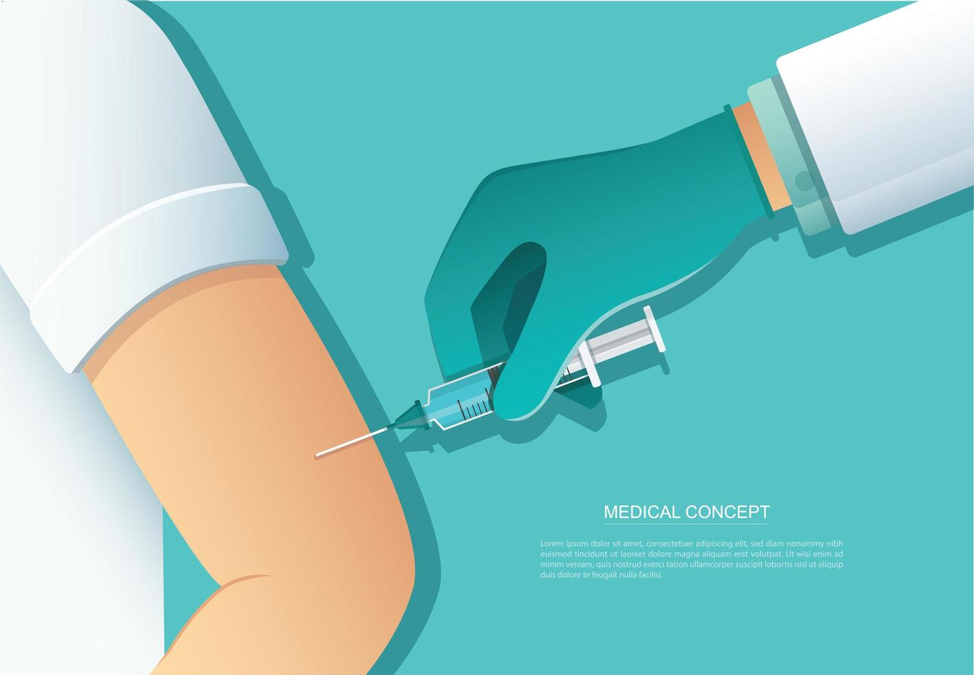 medico che dà il vaccino al paziente, concetto di assistenza sanitaria di medicina, illustrazione vettoriale