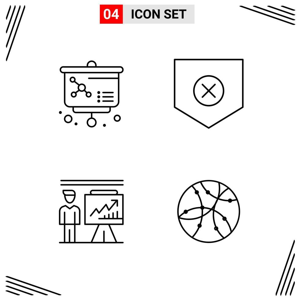4 icone linea stile griglia basato creativo schema simboli per sito web design semplice linea icona segni isolato su bianca sfondo 4 icona impostato creativo nero icona vettore sfondo