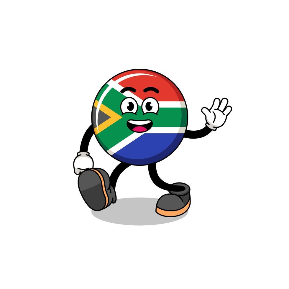 Sud Africa bandiera cartone animato a piedi vettore