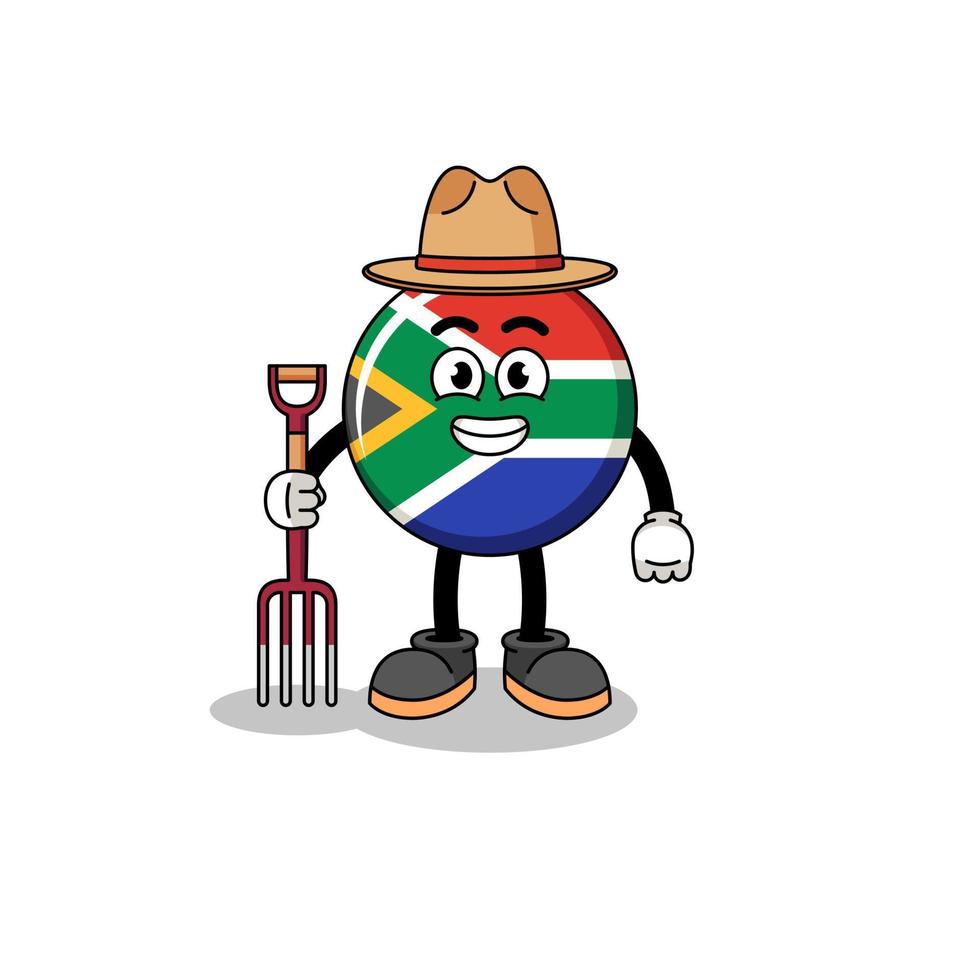 cartone animato portafortuna di Sud Africa bandiera contadino vettore